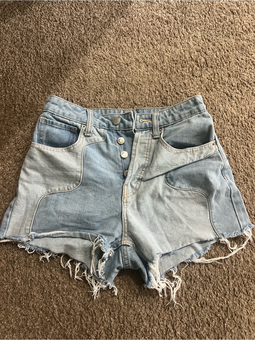 wild fable Light Blue Patchwork Denim Shorts